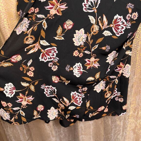 Maurices Black Floral Colorful Print Lightweight Boho Kimono L/XL - Picture 6 of 7